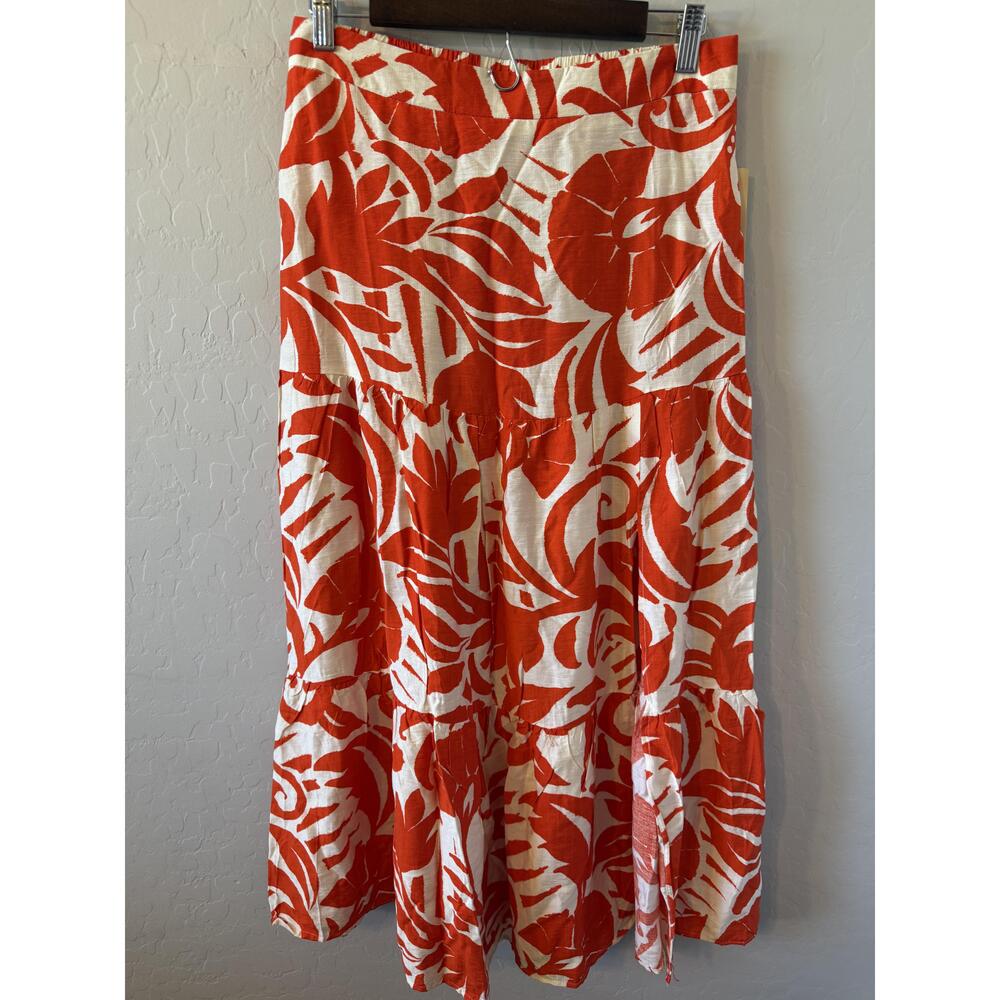 NWT Peach Skirt Womens Large Orange White Maxi Floral Print Boho Summer - Picture 6 of 7